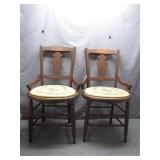 Wooden Chairs with Embroidered Cushions