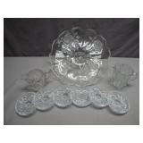 Pressed Glass Serving Set With Floral Motif