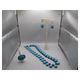 Turquoise Jewelry Set Featuring Sterling Details