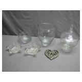 Glassware and Metal Heart Accent