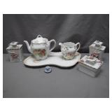 Porcelain Tea Set with Rose Motif