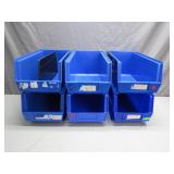 6 Blue Industrial Storage Bins