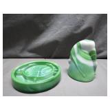 Bottoms Up Shot Glass with Tray in Green Swirl