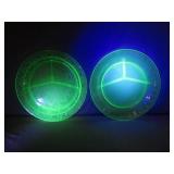 2 Uranium Glass Divided Plates