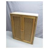 Wicker And Wood Cabinet With Shelves