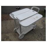 White Rolled Plastic Utility Cart with Tray