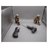 Skull-Themed Stone Pipe, Lighter, and Figures