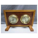 Mounted Brass Barometer and Thermo-Hygrometer