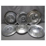 6 Classic Car Hubcaps with Emblems