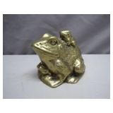 Brass Frog Figure With Baby On Back
