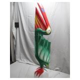 Hand-Painted Colorful Bird Sculpture, 41 x 9...
