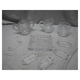 Pressed Glass Serving Set With 9 Pieces