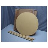 Round Particle Board Tabletop with Wooden Legs