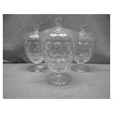 3 Lidded Crystal Candy Dishes