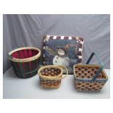 Festive Basket Collection with Snowman Pillow