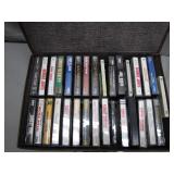 Cassette Tapes in Brown Carrying Case