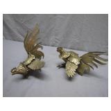 Brass Fighting Roosters Sculptures