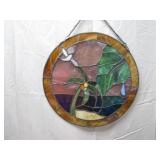 Round Stained Glass Panel With Floral Motif