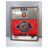 Super Bowl XXII Mirror with Miller Lite Logo