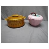 Ceramic Lidded Dishes, Apple and Brown Glaze
