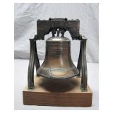 Bronze Liberty Bell Replica on Wood Base