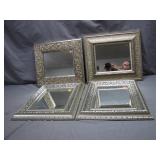 4 Ornate Silver-Toned Mirrors