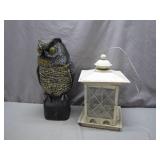 Decorative Owl and Lantern Duo