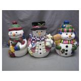 3 Snowman Cookie Jars