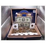Cigar Box of Vintage US Coins & Currency