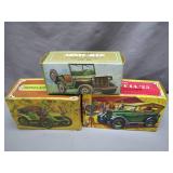 Three Vintage Toy Cars with Boxes