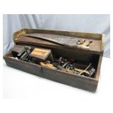 Wooden Toolbox With Hand Tools