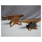 Two Brass Miniature Anvils