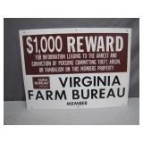Virginia Farm Bureau Reward Sign