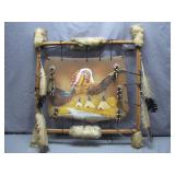Native-Style Framed Leather Wall Art