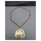 Pendant Necklace Featuring Bold 'WAR' Design