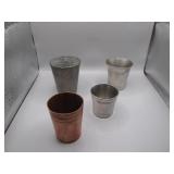 3 Pewter & 1 Copper Shot Glasses