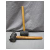 Two Rubber Mallets with Wooden Handles