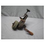 Hand-crank Bench Grinder with Wooden Handle