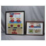Framed Collection of Vintage Food Labels