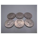 6 Kennedy Half Dollars, 1990-1997