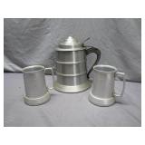 Vintage Style Pewter Tankard and Mugs Set