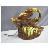 Glossy Ceramic Sculpture of Leaping Deer Lamp