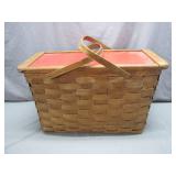 Classic Woven Picnic Basket with Red Top
