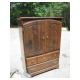 Wooden Armoire on Wheels with Storage