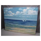 Canvas Painting of Sailboats and Ocean Scene