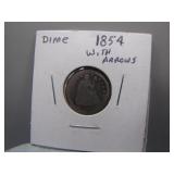 1854 Seated Liberty Silver Dime