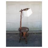 Wooden Floor Lamp with Integrated Table Shelves