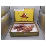 Cigar Box w/ 4 Rolls of Unsorted Wheat Pennies
