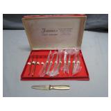 Gold Toned Appetizer Fork Set with Case