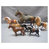 7 Horse Figurines with Saddles